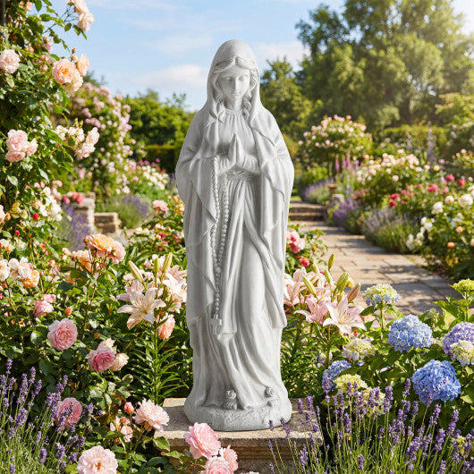 Virgin Mary Statue 29.5 inch Tall Outdoor Religious Sculpture-Gray