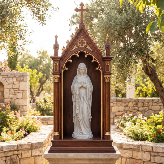 Virgin Mary Statue 29.5 inch Tall Outdoor Religious Sculpture-Gray