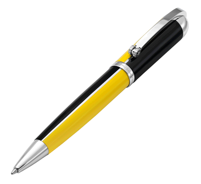 Xezo Visionary® Brass & Aluminum Enameled Ballpoint Pen - Speed Yellow / Black