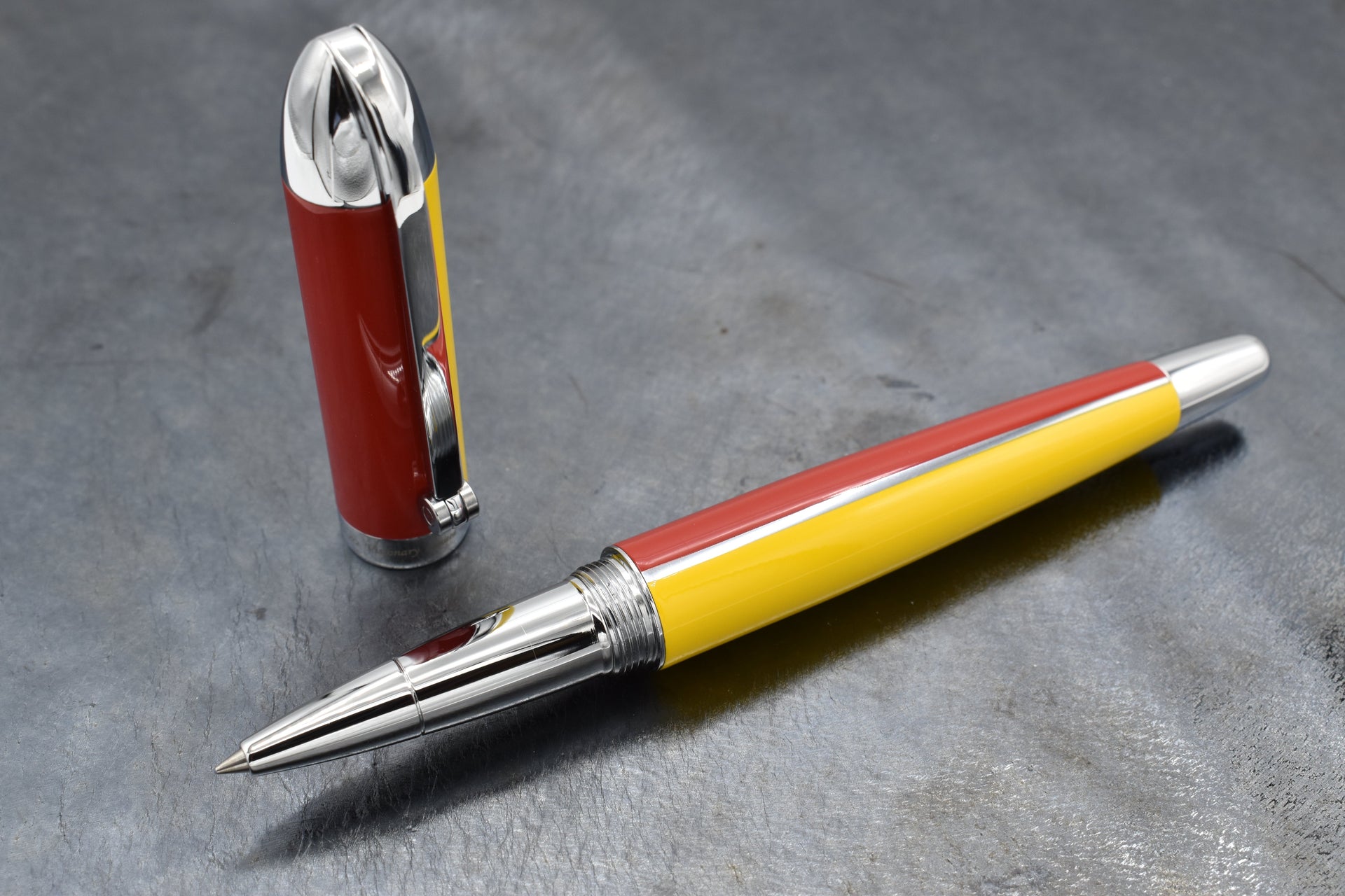 Visionary® Brass & Aluminum Enameled Rollerball Pen - Aspen Gold / Red