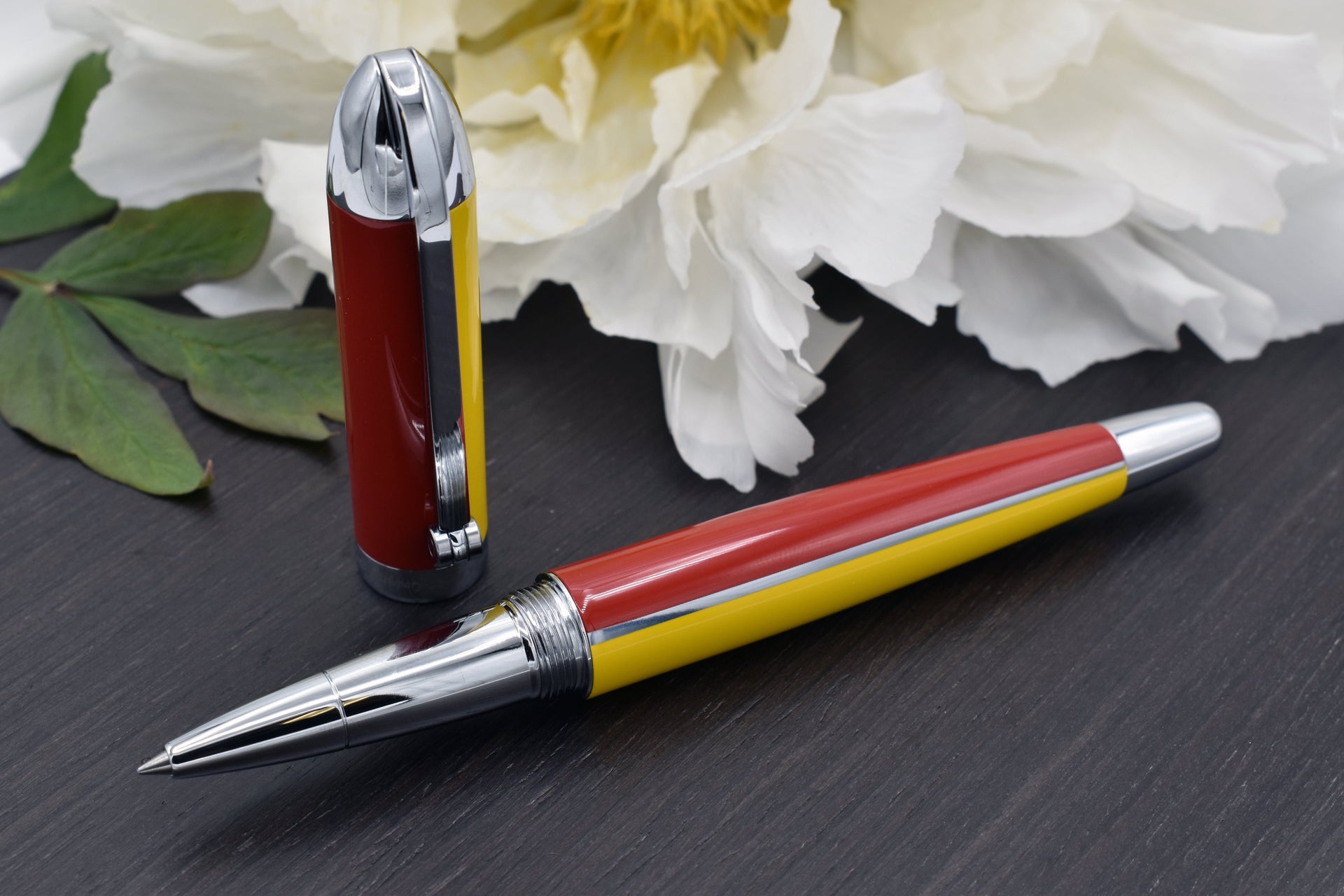 Visionary® Brass & Aluminum Enameled Rollerball Pen - Aspen Gold / Red