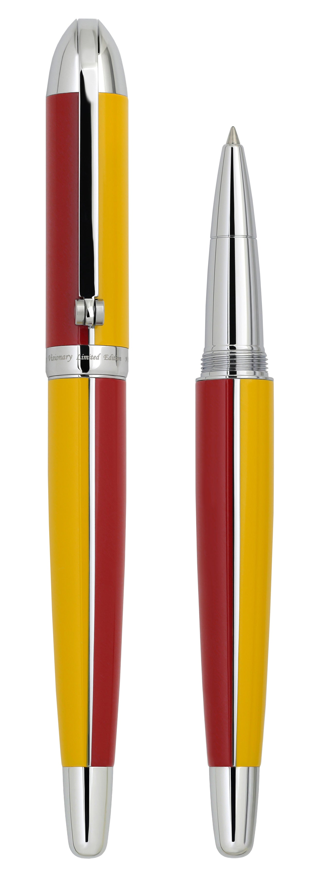 Visionary® Brass & Aluminum Enameled Rollerball Pen - Aspen Gold / Red