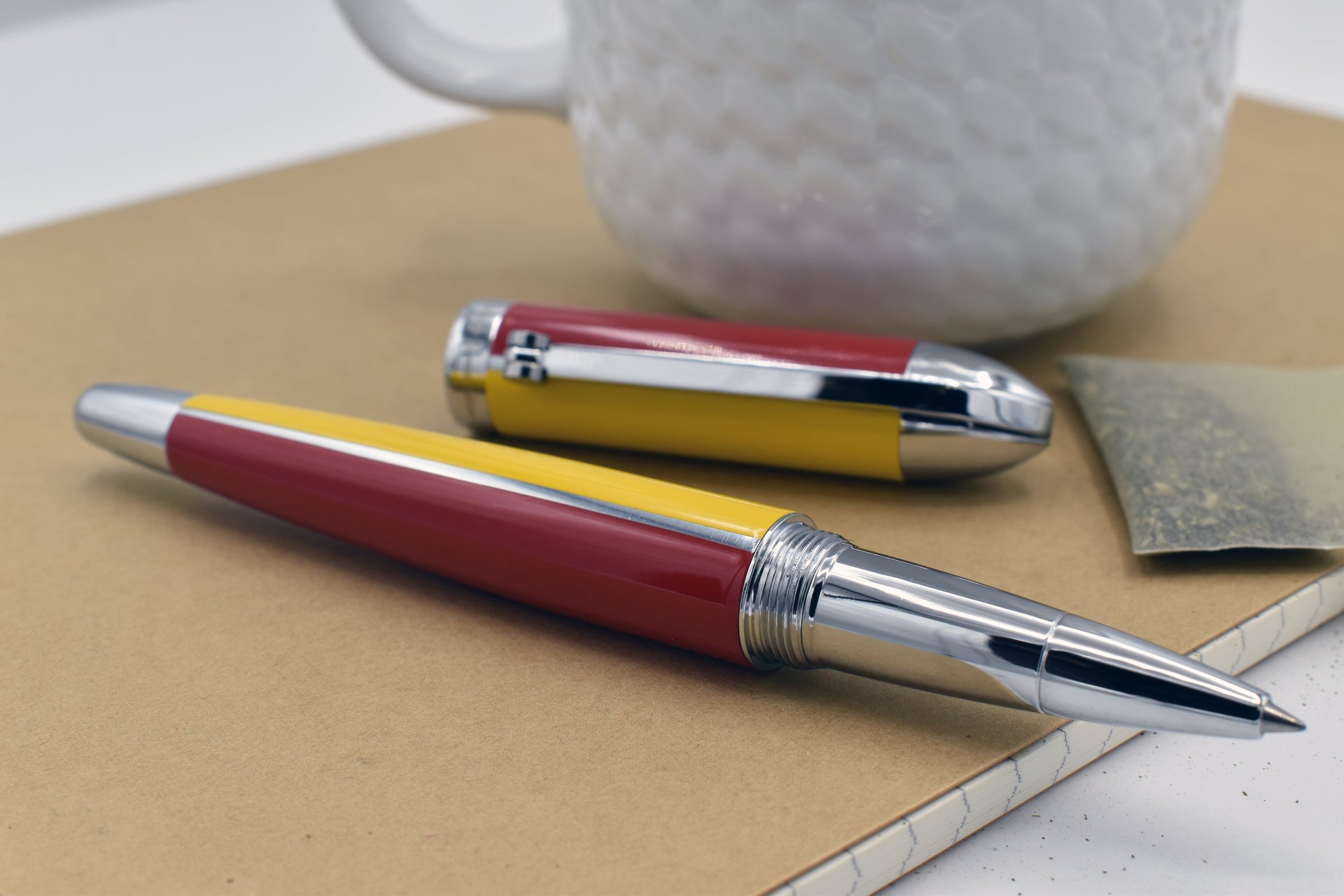 Visionary® Brass & Aluminum Enameled Rollerball Pen - Aspen Gold / Red