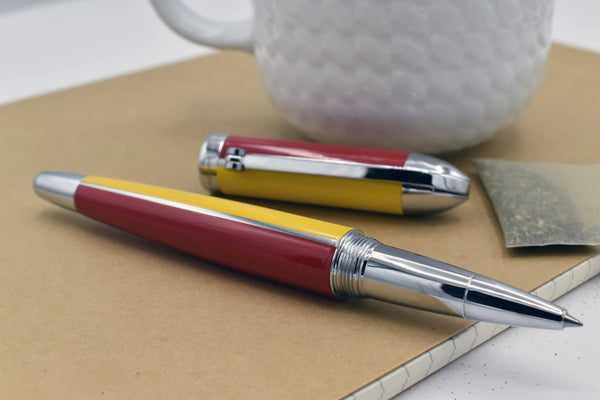Visionary® Brass & Aluminum Enameled Rollerball Pen - Aspen Gold / Red - Gifts for You 'n Me