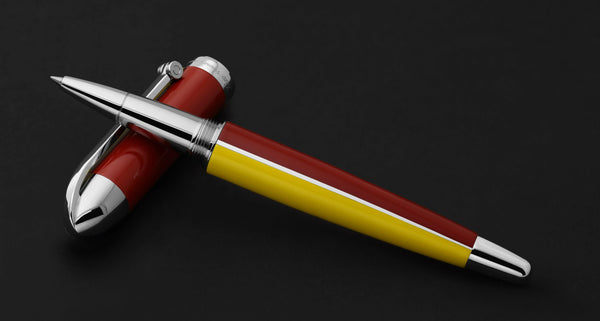 Visionary® Brass & Aluminum Enameled Rollerball Pen - Aspen Gold / Red - Gifts for You 'n Me