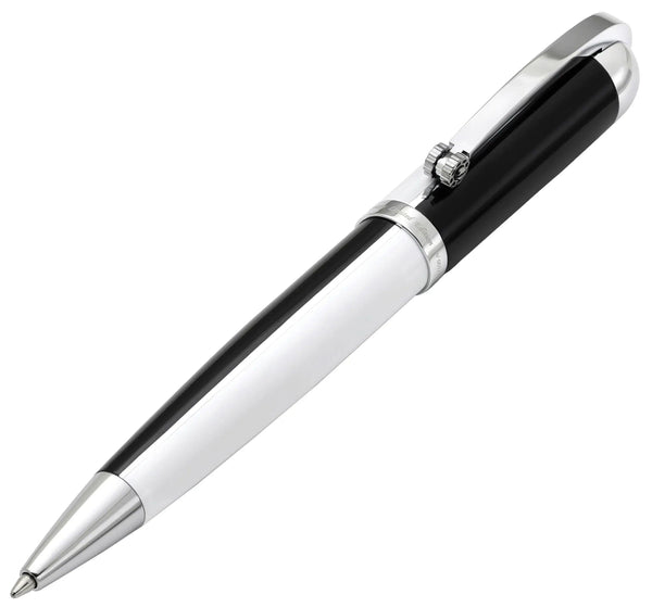 Visionary® Brass & Aluminum Enameled Ballpoint Pen - Black / White - Gifts for You 'n Me