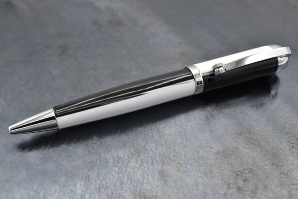 Visionary® Brass & Aluminum Enameled Ballpoint Pen - Black / White - Gifts for You 'n Me