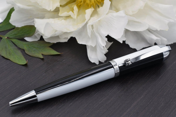 Visionary® Brass & Aluminum Enameled Ballpoint Pen - Black / White - Gifts for You 'n Me