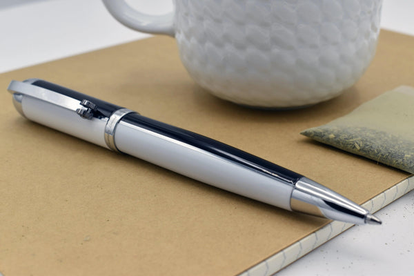 Visionary® Brass & Aluminum Enameled Ballpoint Pen - Black / White - Gifts for You 'n Me