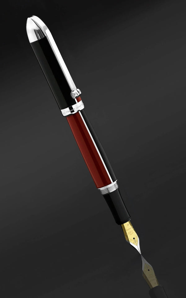 Visionary® Brass & Aluminum Enameled Fountain Pen (Medium Nib) - Red / Black - Gifts for You 'n Me