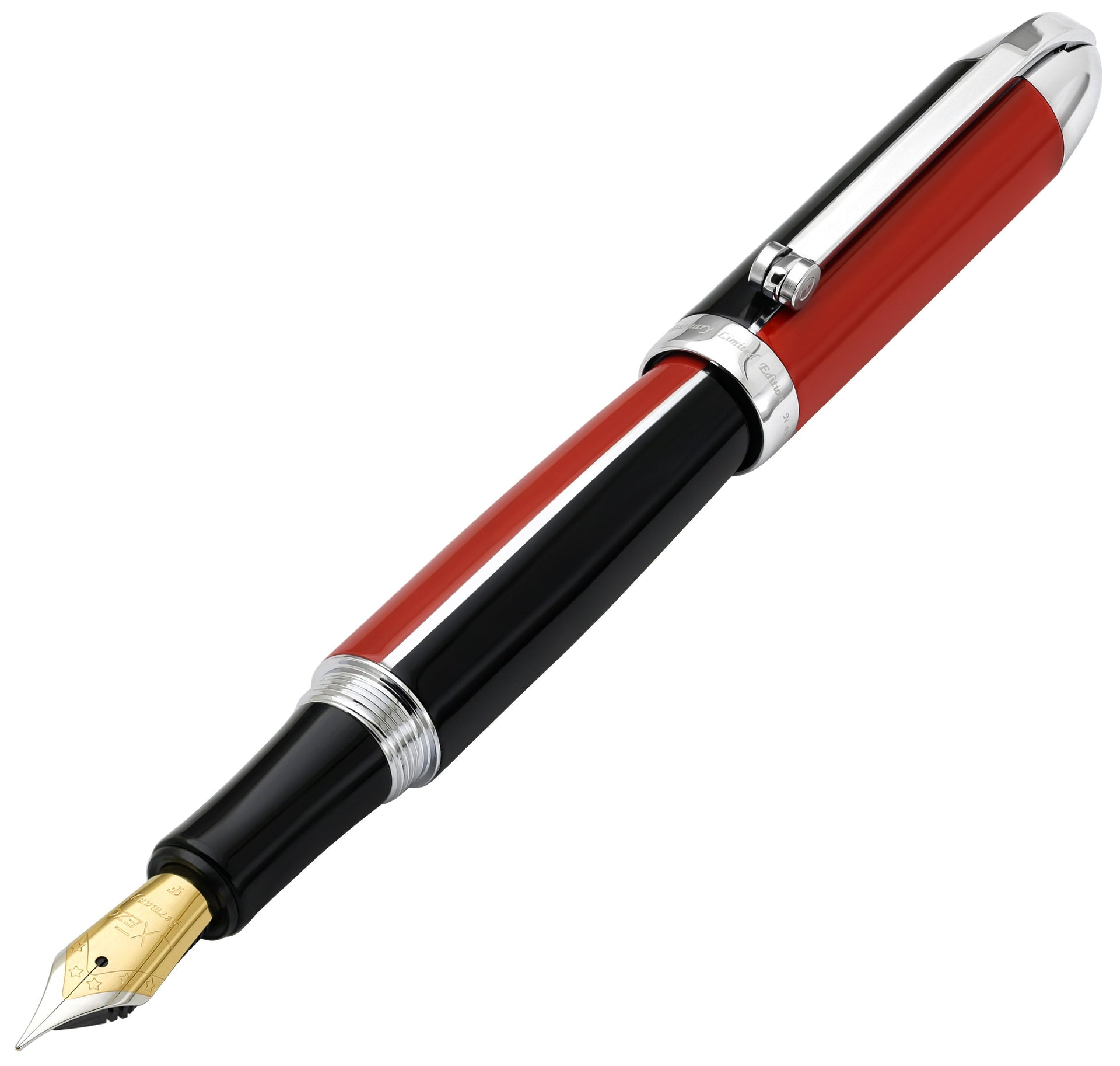 Visionary® Brass & Aluminum Enameled Fountain Pen (Fine Nib) - Red / Black