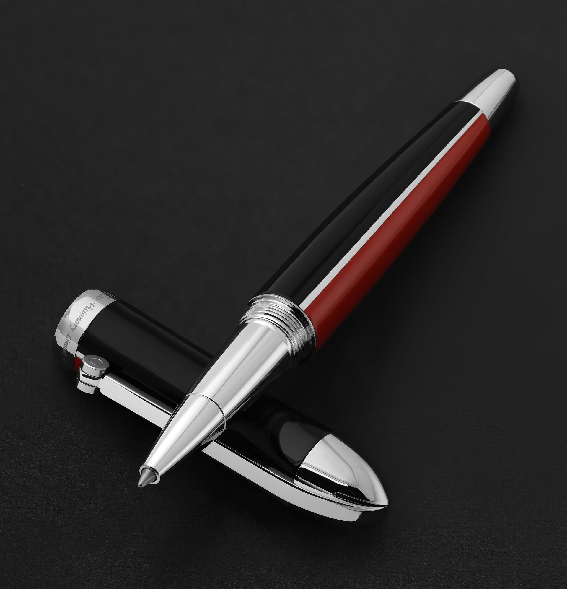 Visionary® Brass & Aluminum Enameled Rollerball Pen - Red / Black