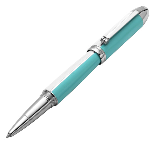 Visionary® Brass & Aluminum Enameled Rollerball Pen - Sky Blue / White - Gifts for You 'n Me