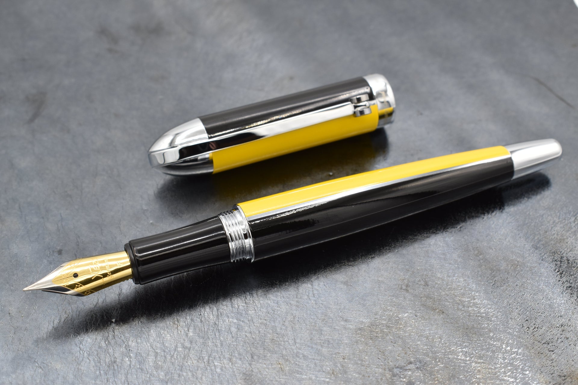 Visionary® Brass & Aluminum Enameled Fountain Pen (Fine Nib) - Speed Yellow / Black