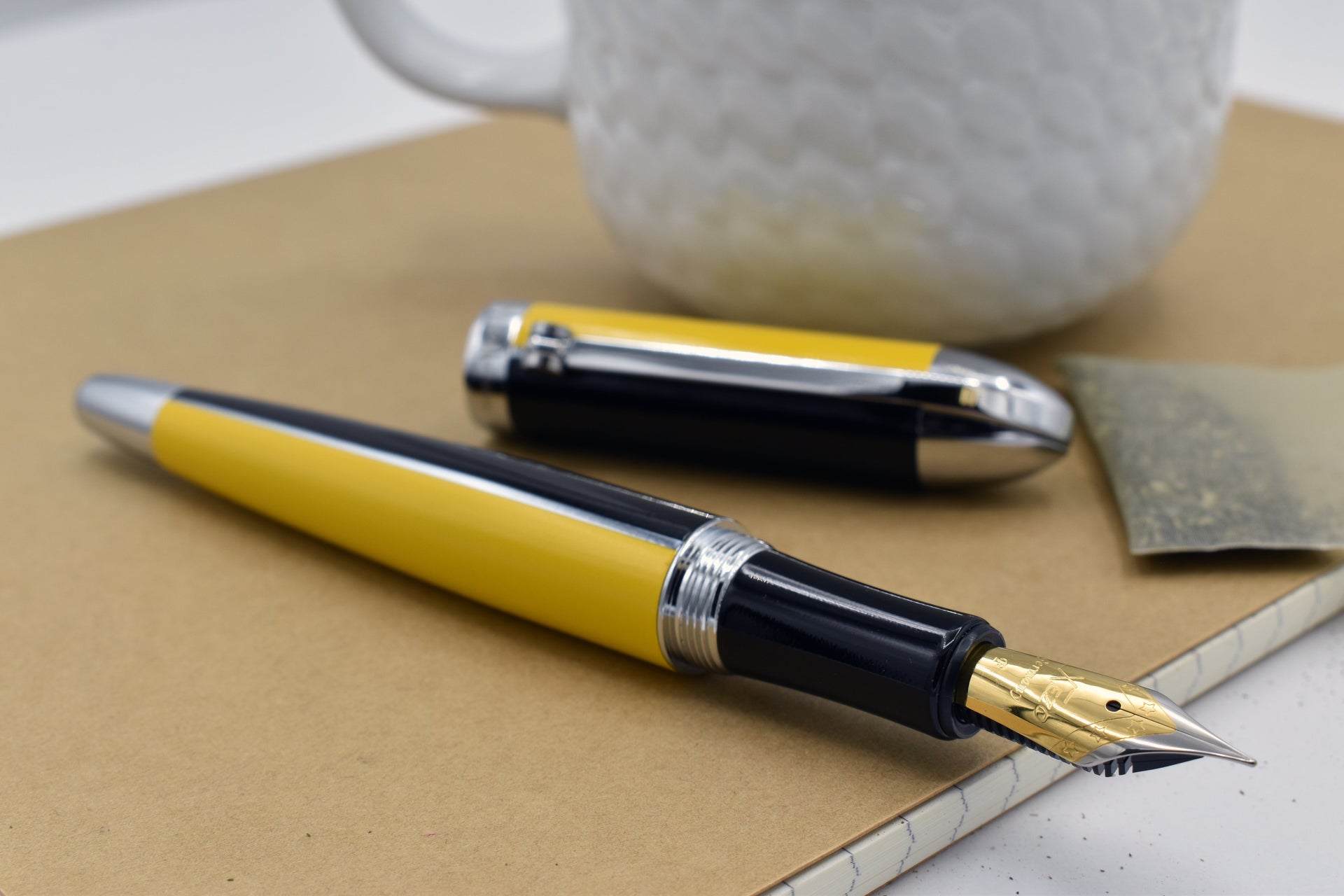 Visionary® Brass & Aluminum Enameled Fountain Pen (Fine Nib) - Speed Yellow / Black