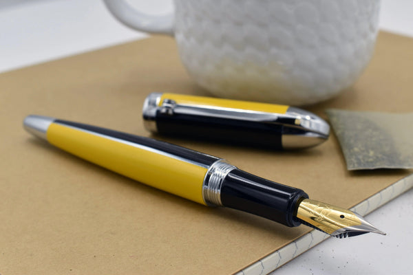 Visionary® Brass & Aluminum Enameled Fountain Pen (Fine Nib) - Speed Yellow / Black - Gifts for You 'n Me