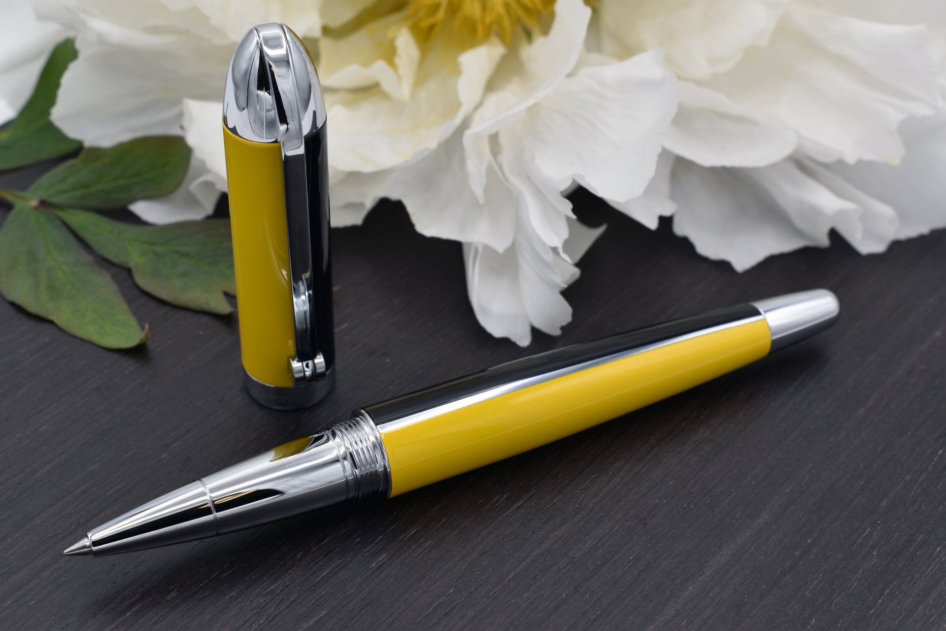 Visionary® Brass & Aluminum Enameled Rollerball Pen - Speed Yellow / Black