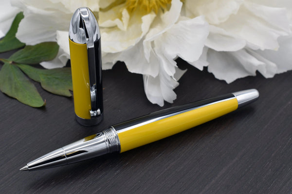 Visionary® Brass & Aluminum Enameled Rollerball Pen - Speed Yellow / Black - Gifts for You 'n Me
