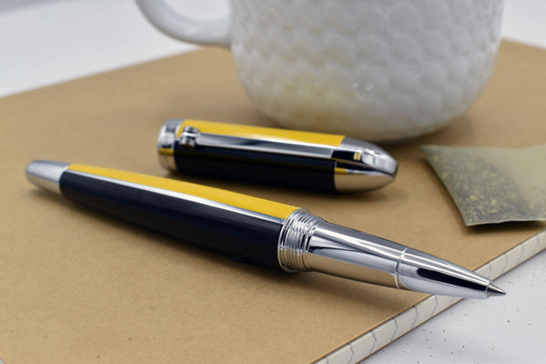 Visionary® Brass & Aluminum Enameled Rollerball Pen - Speed Yellow / Black - Gifts for You 'n Me