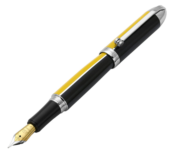 Visionary® Brass & Aluminum Enameled Fountain Pen (Fine Nib) and Rollerball Pen Set - Speed Yellow / Black