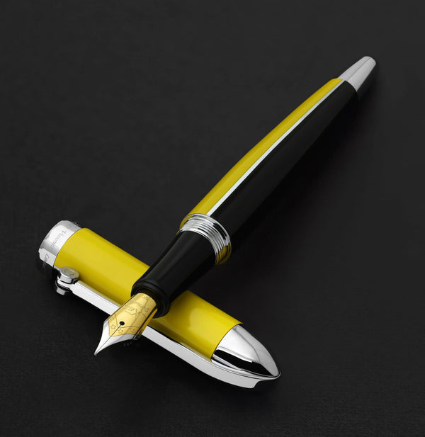 Visionary® Brass & Aluminum Enameled Fountain Pen (Fine Nib) - Speed Yellow / Black - Gifts for You 'n Me