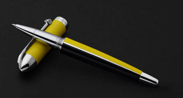 Visionary® Brass & Aluminum Enameled Rollerball Pen - Speed Yellow / Black - Gifts for You 'n Me