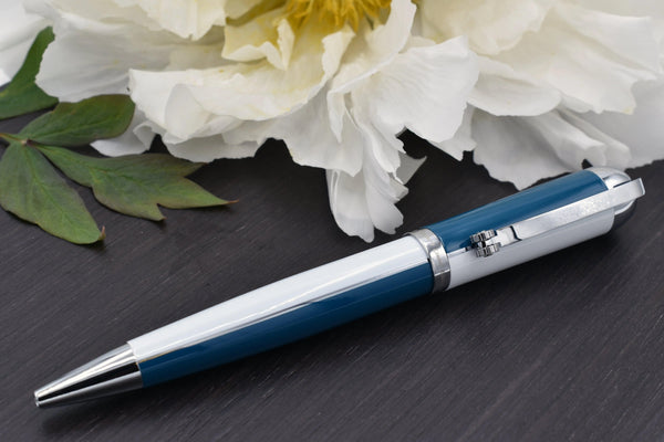 Visionary® Brass & Aluminum Enameled Ballpoint Pen - Teal Green / White - Gifts for You 'n Me