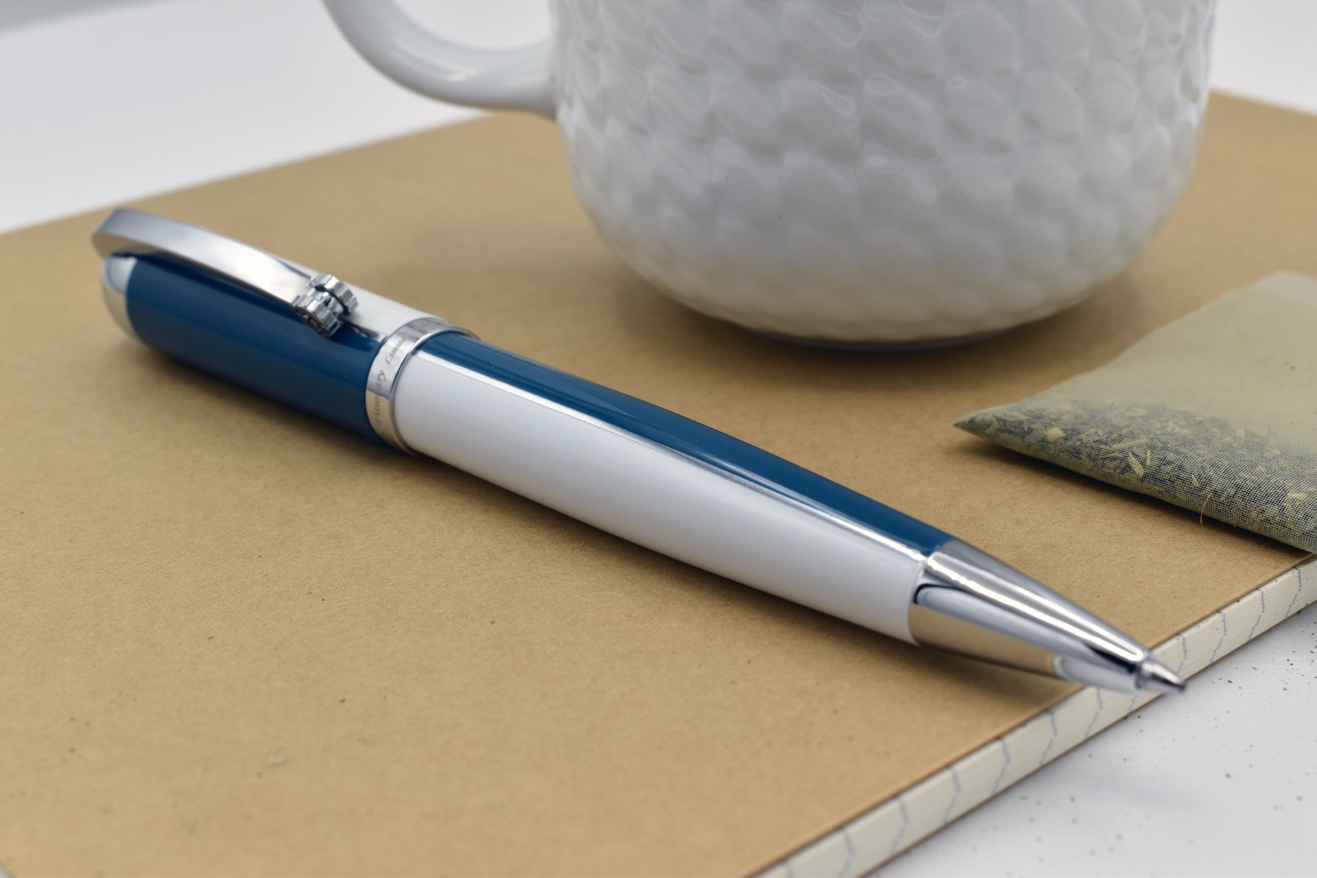 Visionary® Brass & Aluminum Enameled Ballpoint Pen - Teal Green / White