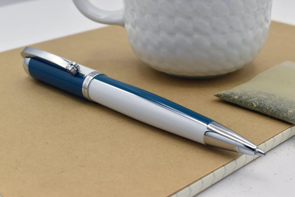 Visionary® Brass & Aluminum Enameled Ballpoint Pen - Teal Green / White - Gifts for You 'n Me