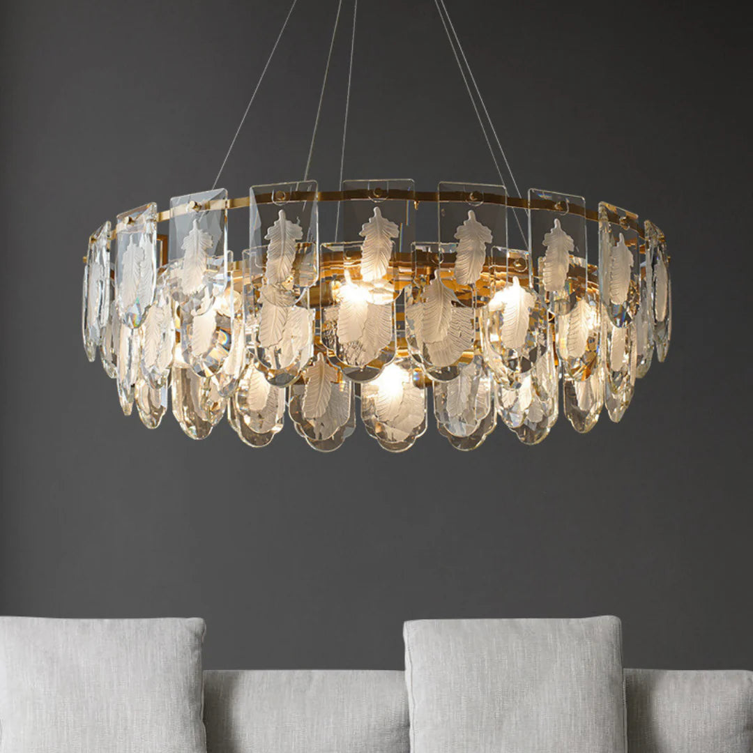 Vivi Grey Crystal Feather Chandelier