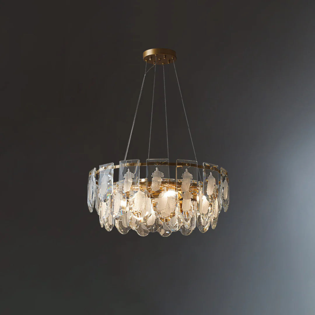 Vivi Grey Crystal Feather Chandelier