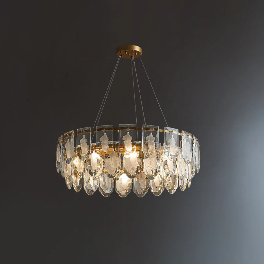 Vivi Grey Crystal Feather Chandelier