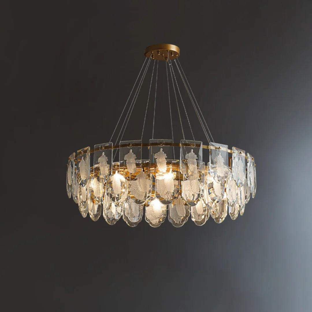 Vivi Grey Crystal Feather Chandelier