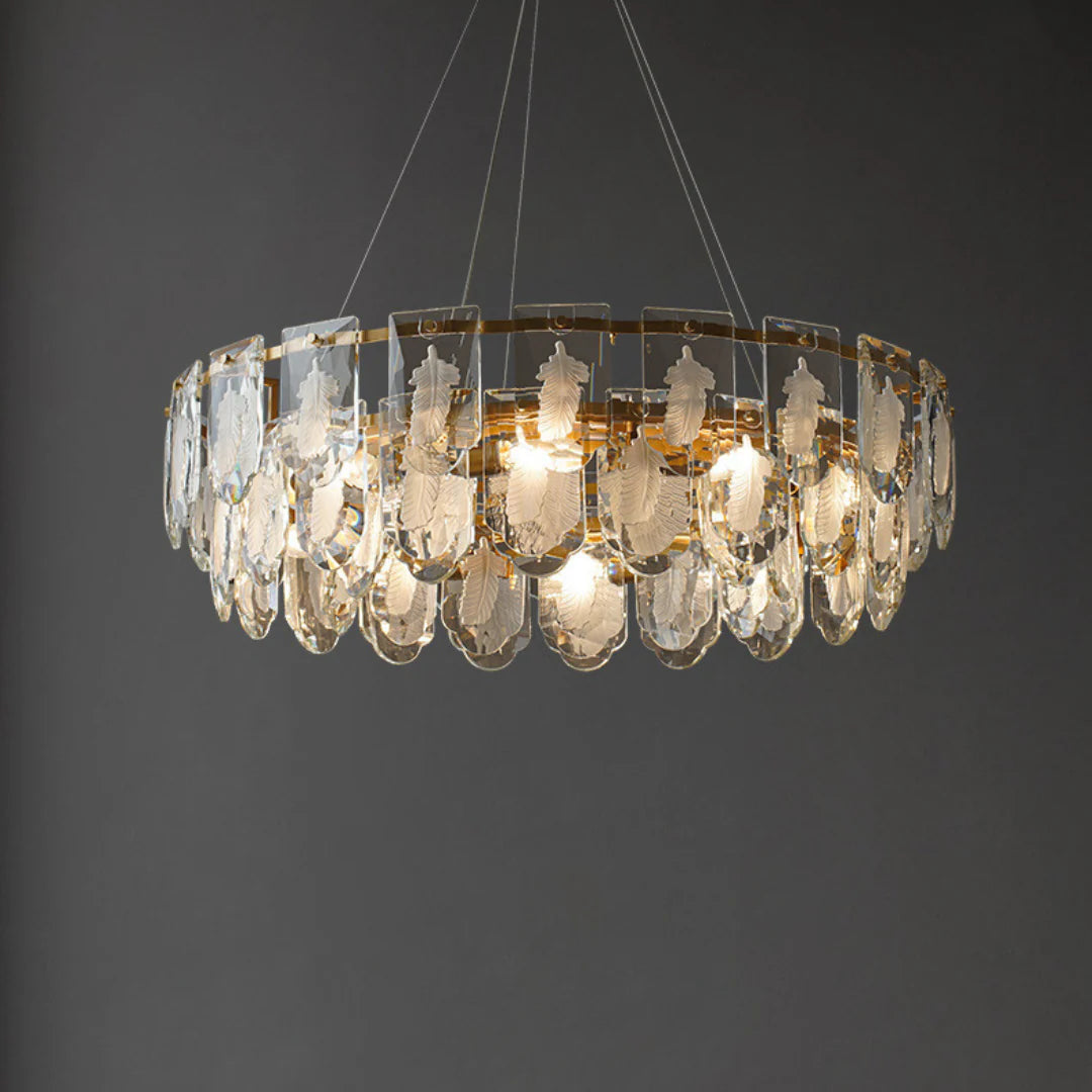 Vivi Grey Crystal Feather Chandelier