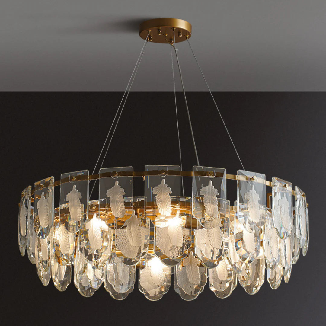 Vivi Grey Crystal Feather Chandelier
