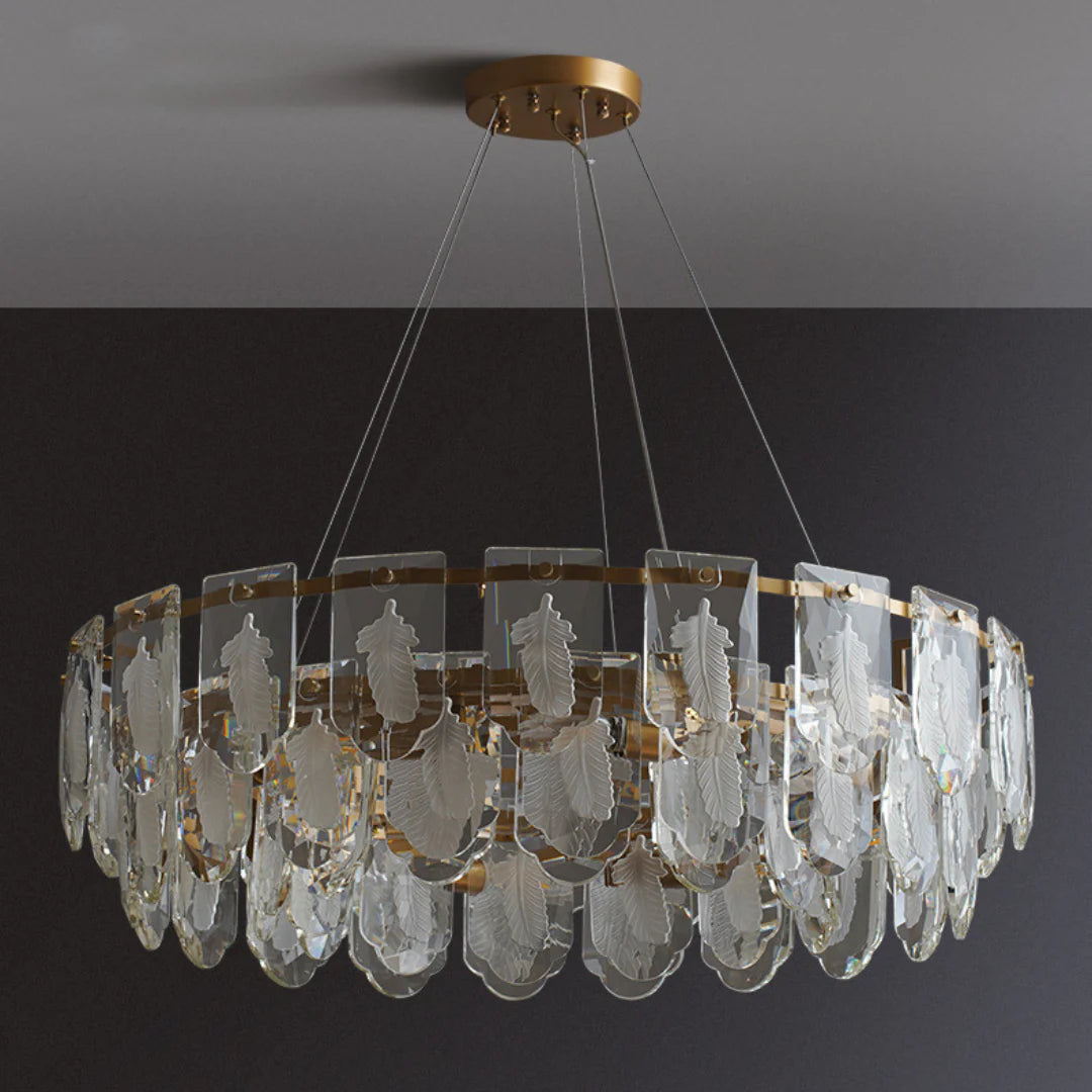 Vivi Grey Crystal Feather Chandelier