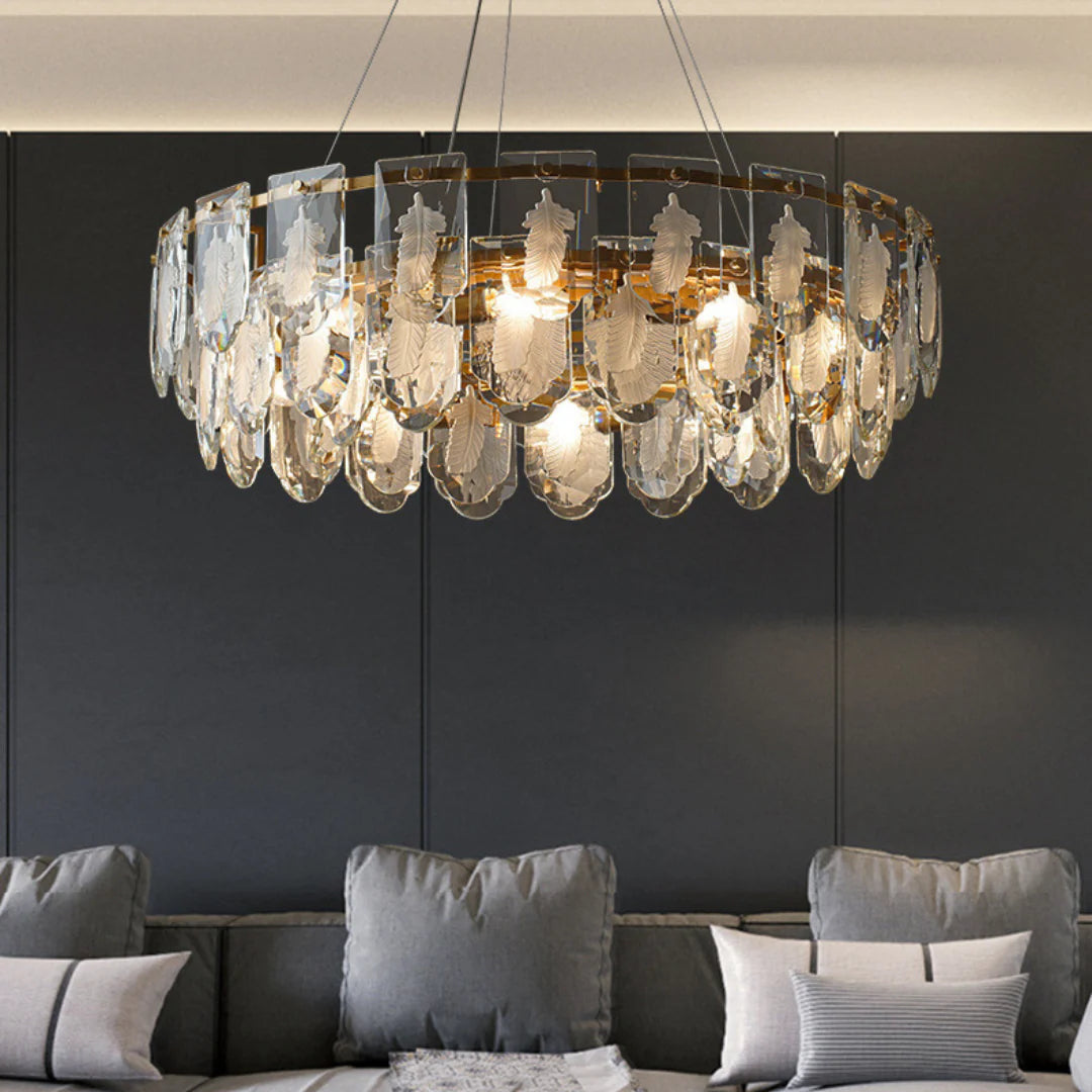 Vivi Grey Crystal Feather Chandelier