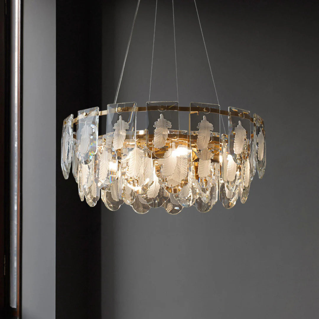 Vivi Grey Crystal Feather Chandelier