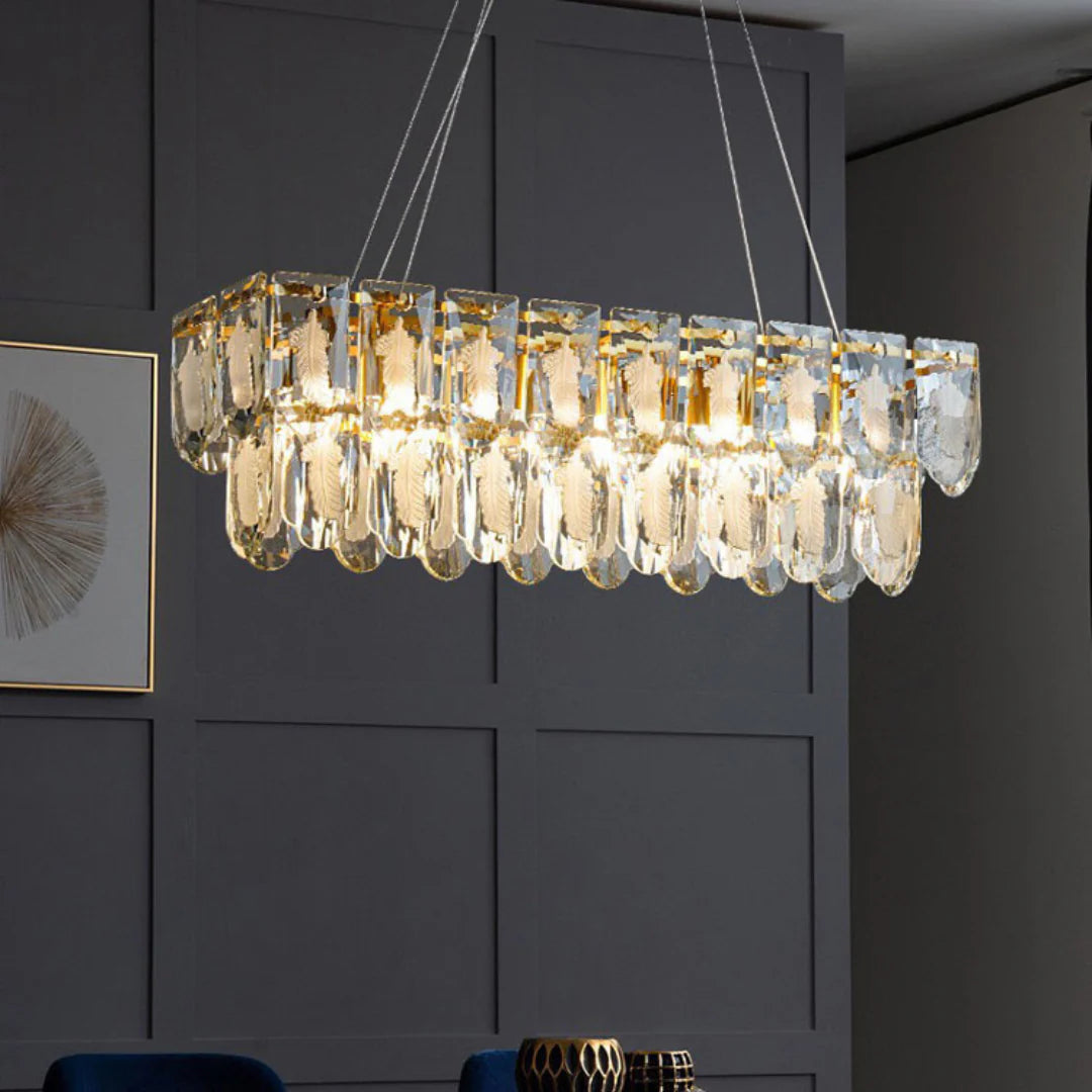 Vivi Grey Crystal Feather Chandelier