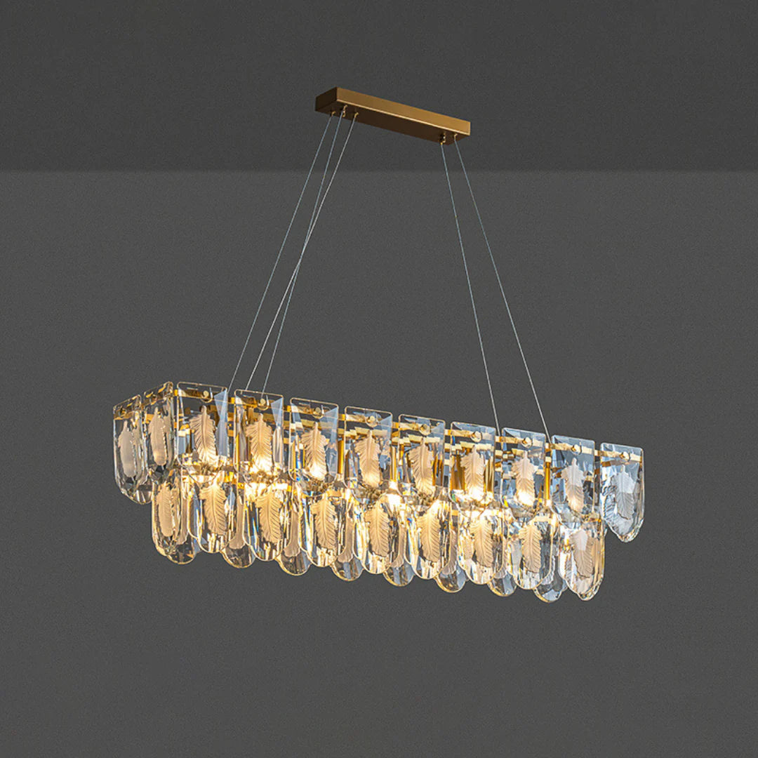 Vivi Grey Crystal Feather Chandelier