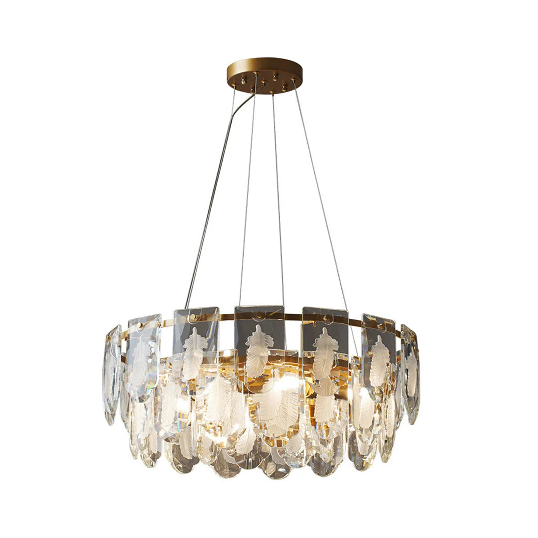 Vivi Grey Crystal Feather Chandelier