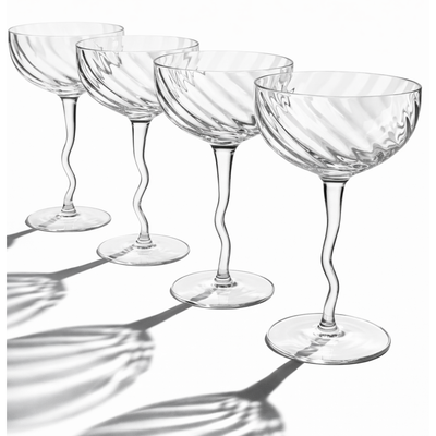 Vivre Luxury Crystal Coupe Glasses – Set of 4
