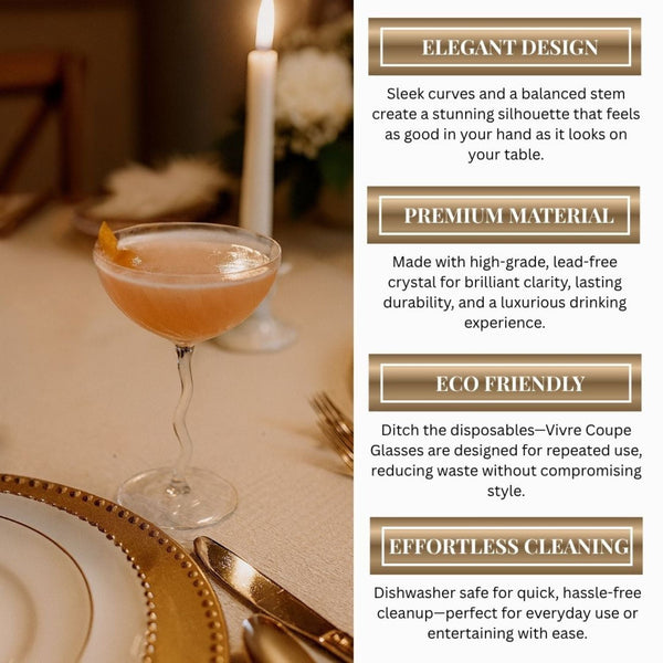 Vivre Luxury Crystal Coupe Glasses – Set of 4