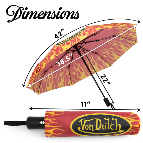 Red City of Angels Compact Automatic Umbrella, Strong & Portable