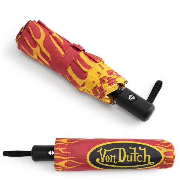 Red City of Angels Compact Automatic Umbrella, Strong & Portable