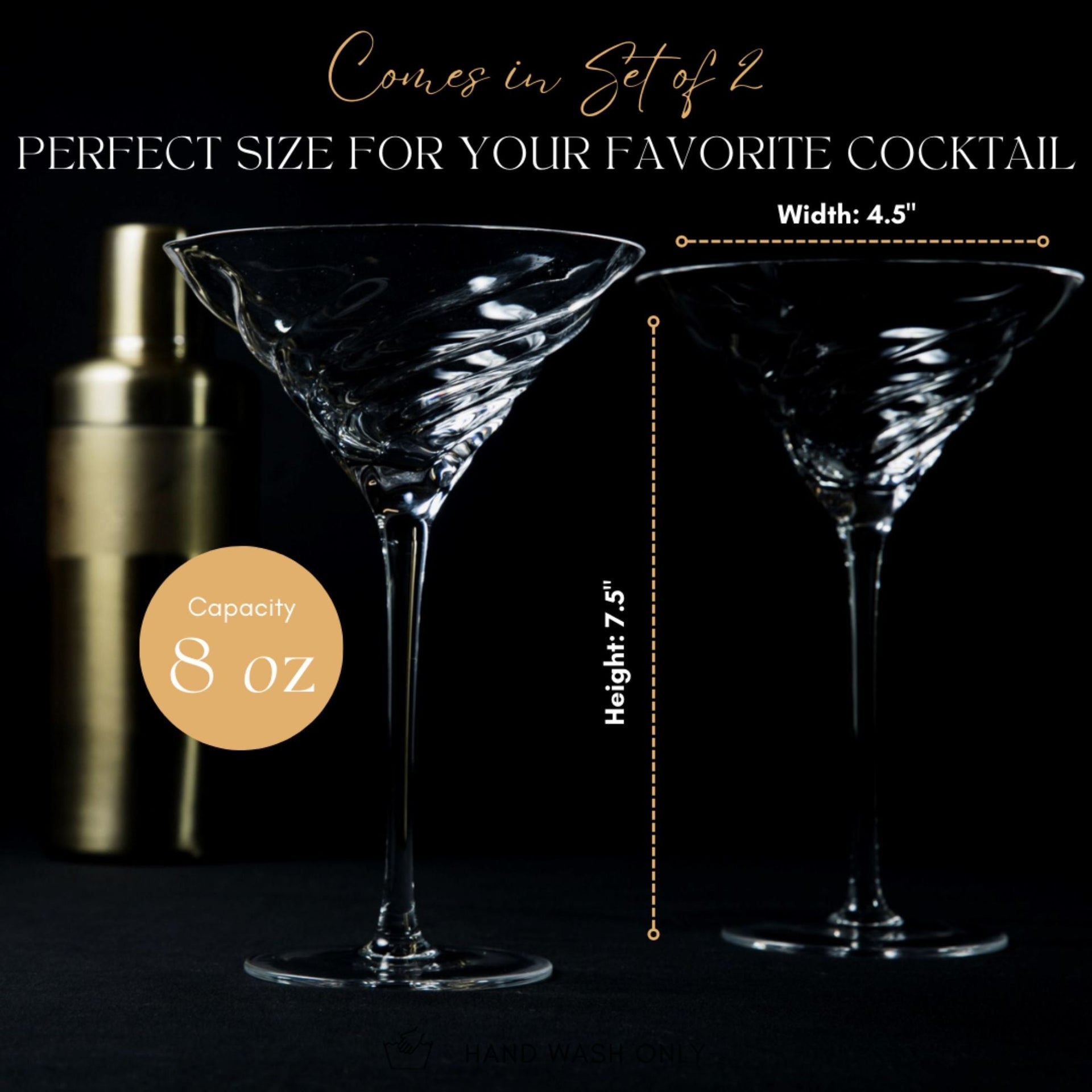 Vortex Crystal Martini Glasses – Set of 2 Luxury Stemware