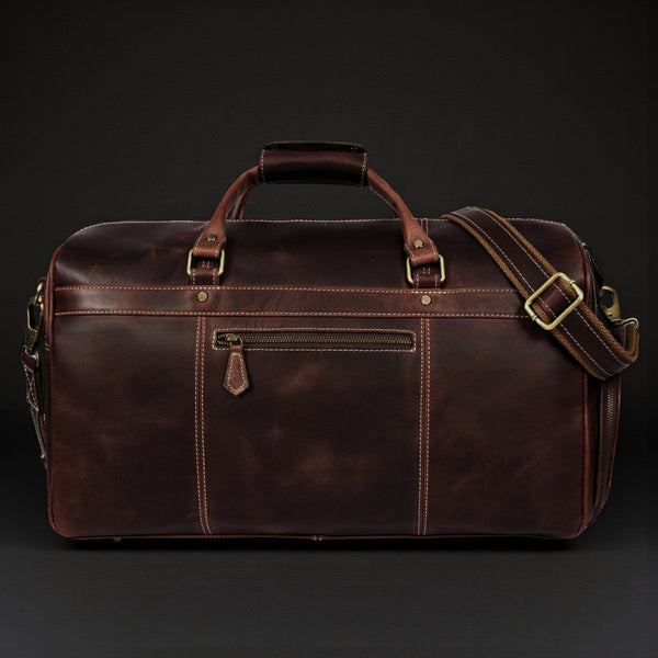 The Voyager Duffle - Brown Full-Grain Distressed Leather Duffle Bag NAB Leather