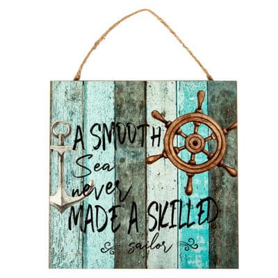 A Smooth Sea Never Made a Skilled Sailor” Rustic Nautical Wall Sign – Inspirational Maritime Decor