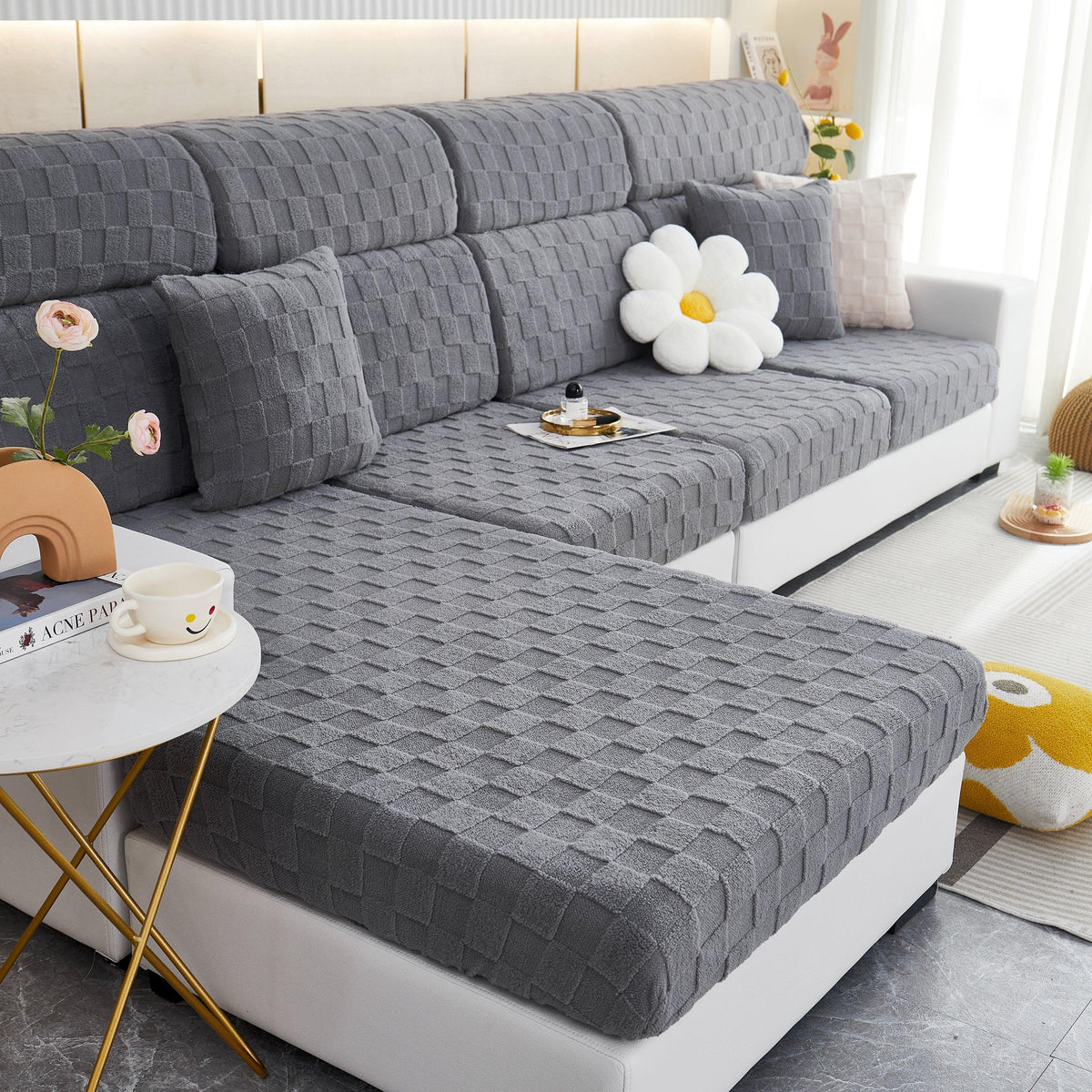 Stretchable Cotton Velvet Sofa Cover Furniture Covers for Pets Slipcovers and Couch Cushion Covers