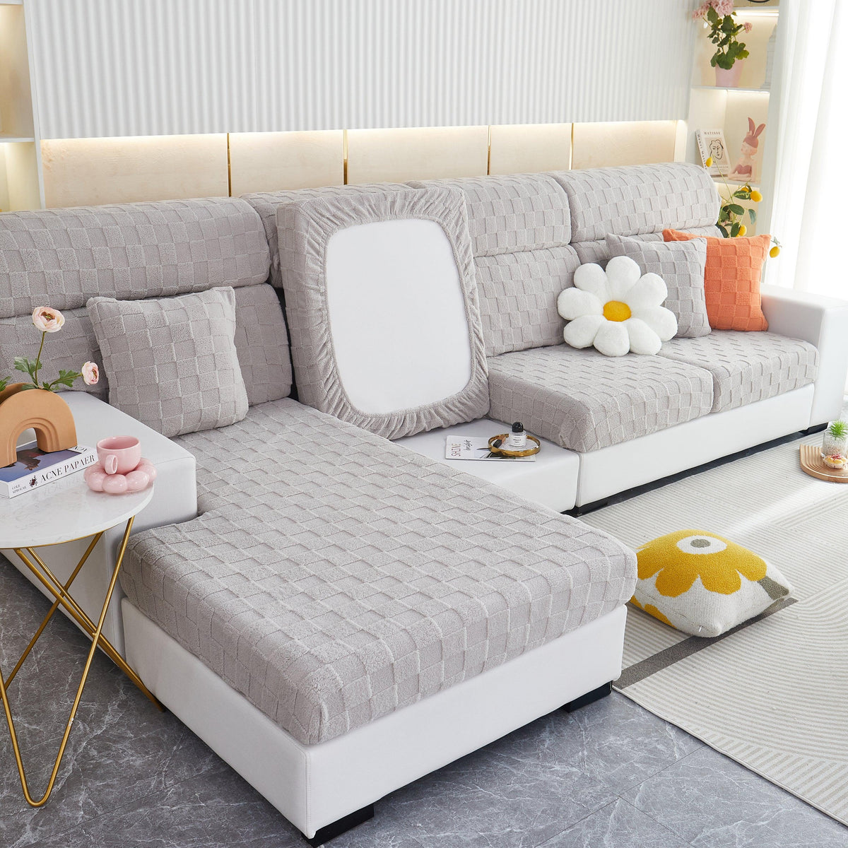Stretchable Cotton Velvet Sofa Cover Furniture Covers for Pets Slipcovers and Couch Cushion Covers